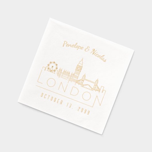 Gouden Folie Persoonlijke London Huwelijksservette Folie Servetten (Links)