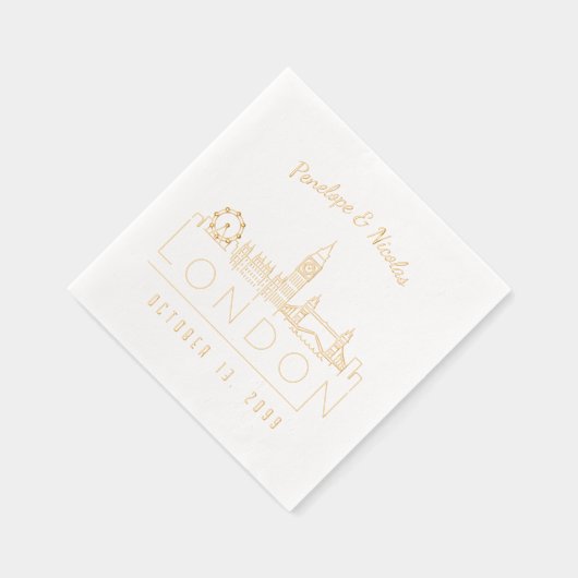 Gouden Folie Persoonlijke London Huwelijksservette Folie Servetten (Rechts)