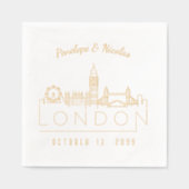 Gouden Folie Persoonlijke London Huwelijksservette Folie Servetten (Voorkant)