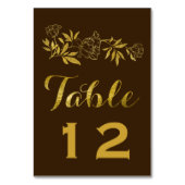 Gouden folie pioenen bloemen trouwtafel nummer kaart (Achterkant)