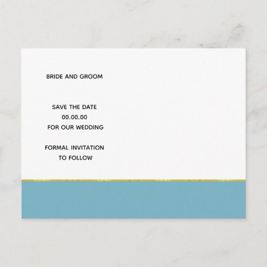 Gouden folie polygoon, zeeschelpen bruiloft Save t Aankondigingskaart (Achterkant)