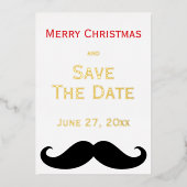 Gouden Folie Prettig Kerstmis Bewaar de Datum Snor Folie Uitnodiging (Voorkant)