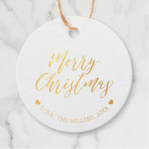 Gouden Folie Prettig Kerstmis Kerstcadeautags Bedankjes Labels