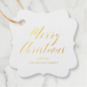 Gouden Folie Prettig Kerstmis Kerstcadeautags Bedankjes Labels