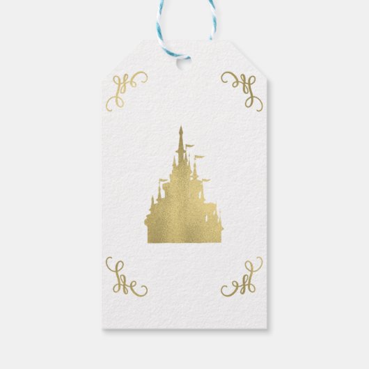 Gouden folie Prinses Kasteel Storybook Bruiloft Cadeaulabel (Achterkant)