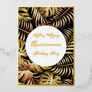 Gouden folie Quinceanera uitnodiging gouden blader