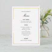 Gouden Folie Rand Elegante Trouwmenu Kaart (Staand Voorkant)