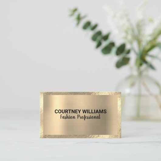 Gouden Folie Rand | Gouden Metaal Visitekaartje (Staand voorkant)