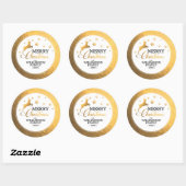 Gouden Folie Rendier Prettig Kerstfeest Ronde Sticker (Vel)