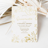 Gouden Folie Rozen Goudblad Quinceanera Feest Folie Uitnodiging