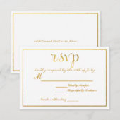 Gouden Folie RSVP Bruiloft kaart uitnodiging (Voorkant / Achterkant)