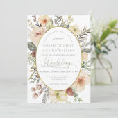 Gouden Folie Sage Groene Kerst Monogram Huwelijk Kaart (Staand voorkant)