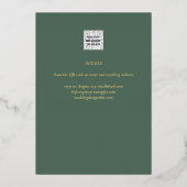 Gouden Folie Salie Groene Bladeren Trouwdatum Foli Folie Uitnodiging (Achterkant)