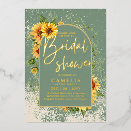 Gouden Folie Salie Zonneschermen BRUIDSSHOWER QR C Folie Uitnodiging