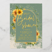 Gouden Folie Salie Zonneschermen BRUIDSSHOWER QR C Folie Uitnodiging (Voorkant)