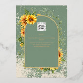 Gouden Folie Salie Zonneschermen BRUIDSSHOWER QR C Folie Uitnodiging (Achterkant)