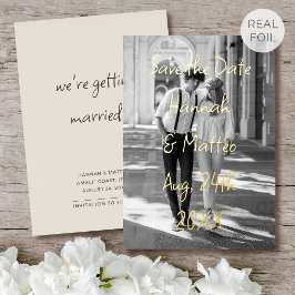 Gouden Folie Save the Date Trouwfoto Trend Uitnodiging