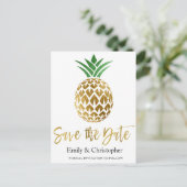 Gouden folie Script Bruiloft Bewaar de datum Anana Aankondigingskaart (Staand voorkant)