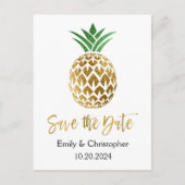 Gouden folie Script Bruiloft Bewaar de datum Anana Aankondigingskaart (Voorkant)
