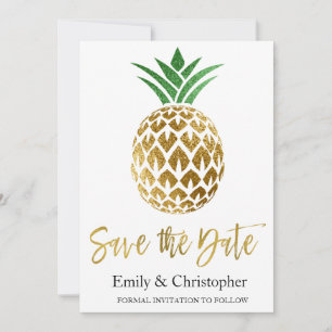 Gouden folie Script Bruiloft Bewaar de datum Anana Save The Date