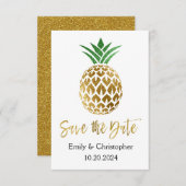 Gouden folie Script Bruiloft Bewaar de datum Anana Save The Date (Voorkant / Achterkant)