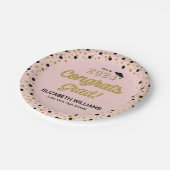 Gouden folie Script Confetti Congrats Afstudeerder Papieren Bordje (Gekanteld)