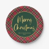 Gouden folie Script Merry Christmas Holiday Party Papieren Bordje (Voorkant)