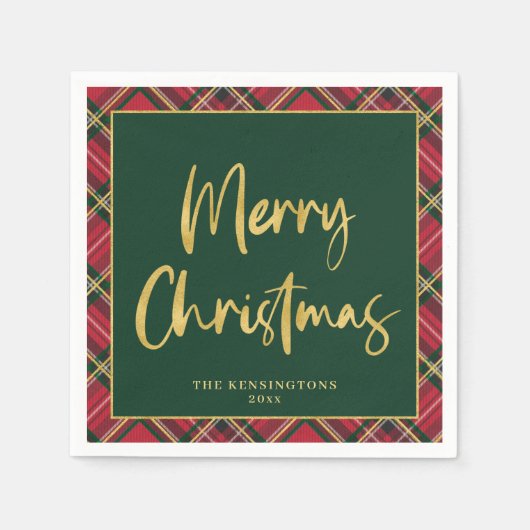 Gouden folie Script Merry Christmas Holiday Party Servet (Voorkant)