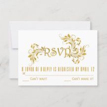 Gouden folie scroll blad bloem bruiloft RSVP react