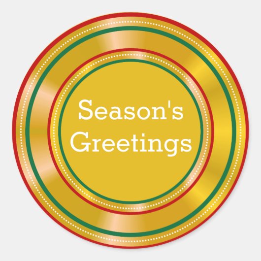 Gouden folie Seizoenen Groeten Kerstmis Ronde Sticker (Voorkant)