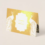 Gouden folie Sepia Peacock Foto Bruiloft uitnodigi Kaarten (Voorkant)