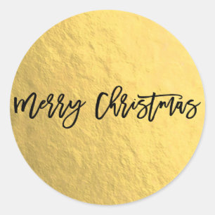 Gouden folie Shine Modern Script Vakantie Kerstmis Ronde Sticker