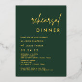 Gouden Folie Smaragdgroene Oefenavondeten  Folie Uitnodiging (Voorkant)