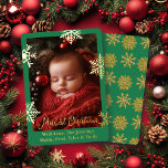 Gouden Folie Sneeuwvlokken en Familiefoto geperson Folie Feestdagenkaart<br><div class="desc">gouden sneeuwvlokken en gouden folie baby foto kerstkaart. U kunt de tekst personaliseren,  uw namen toevoegen en uw familiefoto uploaden in het gepersonaliseerde gebied.</div>
