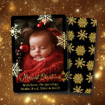 Gouden Folie Sneeuwvlokken en Familiefoto geperson Folie Feestdagenkaart<br><div class="desc">gouden sneeuwvlokken en gouden folie baby foto kerstkaart. U kunt de tekst personaliseren,  uw namen toevoegen en uw familiefoto uploaden in het gepersonaliseerde gebied.</div>