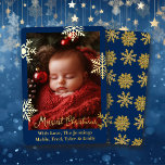 Gouden Folie Sneeuwvlokken en Familiefoto geperson Folie Feestdagenkaart<br><div class="desc">gouden sneeuwvlokken en gouden folie baby foto kerstkaart. U kunt de tekst personaliseren,  uw namen toevoegen en uw familiefoto uploaden in het gepersonaliseerde gebied.</div>