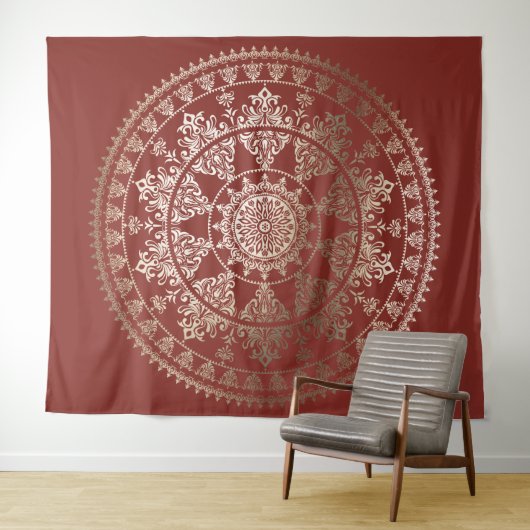 Gouden Folie Solar Mandala Wandtapijt Custom Kleur Wandkleed (In Situ (horizontaal))