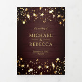 Gouden Folie Sterren Confetti Rustieke Schuur Hout Drieluik Uitnodiging (Cover)