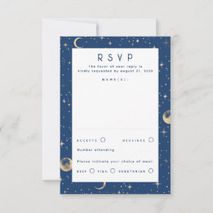 Gouden folie sterren hemelse bruiloft RSVP Kaartje