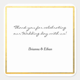 Gouden folie stickerlabels voor huwelijksgunsten vierkante sticker