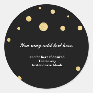 Gouden Folie Stip Zwart Modern Trouw Bruidssticker Ronde Sticker