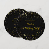 Gouden folie stippen & zwarte moderne cirkel uitno kaart (Voorkant / Achterkant)