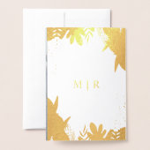 Gouden folie Stoffig Blauw Bladeren Bruiloft Uitno Folie Kaarten (Met envelop)