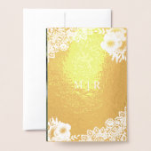 Gouden Folie Stoffig Blauw Bloemen Bruiloft Uitnod Folie Kaarten (Met envelop)