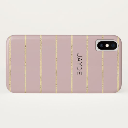 Gouden Folie Strepen en Blush Roze Mobiele Telefoo Case-Mate iPhone Case (Achterkant (horizontaal))
