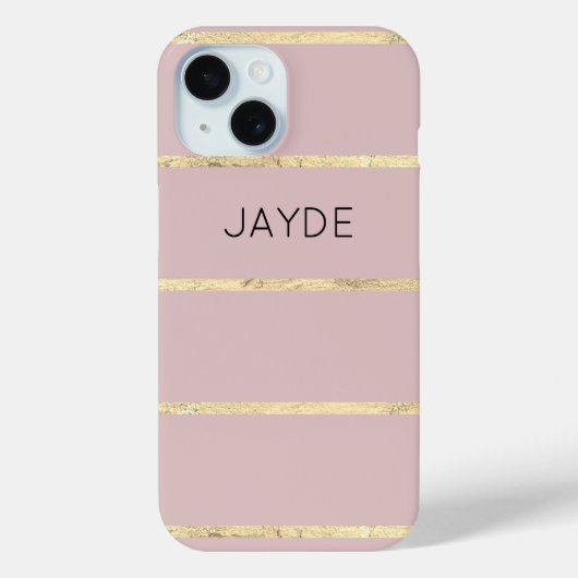 Gouden Folie Strepen en Blush Roze Mobiele Telefoo Case-Mate iPhone Case (Achterkant)