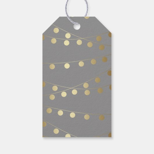 Gouden folie String Lights Elegante bruiloft Cadeaulabel (Achterkant)