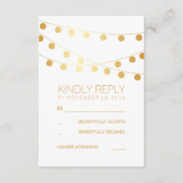 Gouden Folie String Lights Moderne Bruiloft RSVP K Kaartje