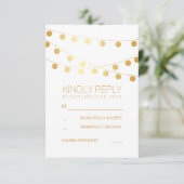 Gouden Folie String Lights Moderne Bruiloft RSVP K Kaartje (Staand voorkant)