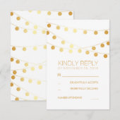 Gouden Folie String Lights Moderne Bruiloft RSVP K Kaartje (Voorkant / Achterkant)